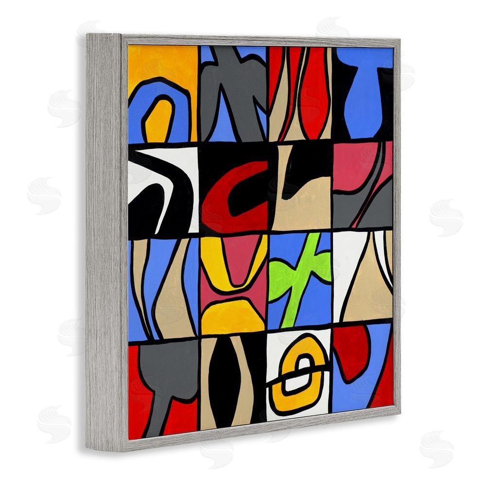 Ruth Fromstein Alternating Contrast Shapes Abstraction Gray Framed Giclee Wall Art Print