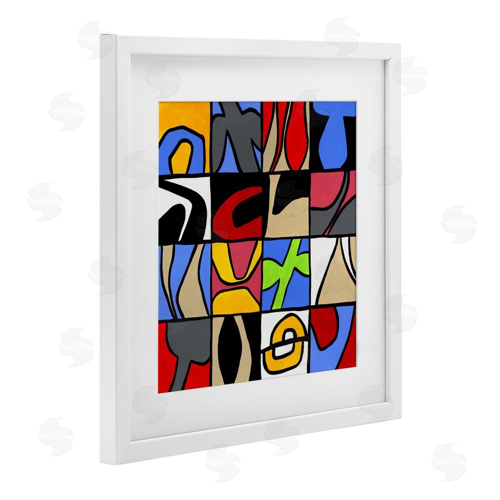 Ruth Fromstein Alternating Contrast Shapes Abstraction White Framed Print Under Glass Wall Art