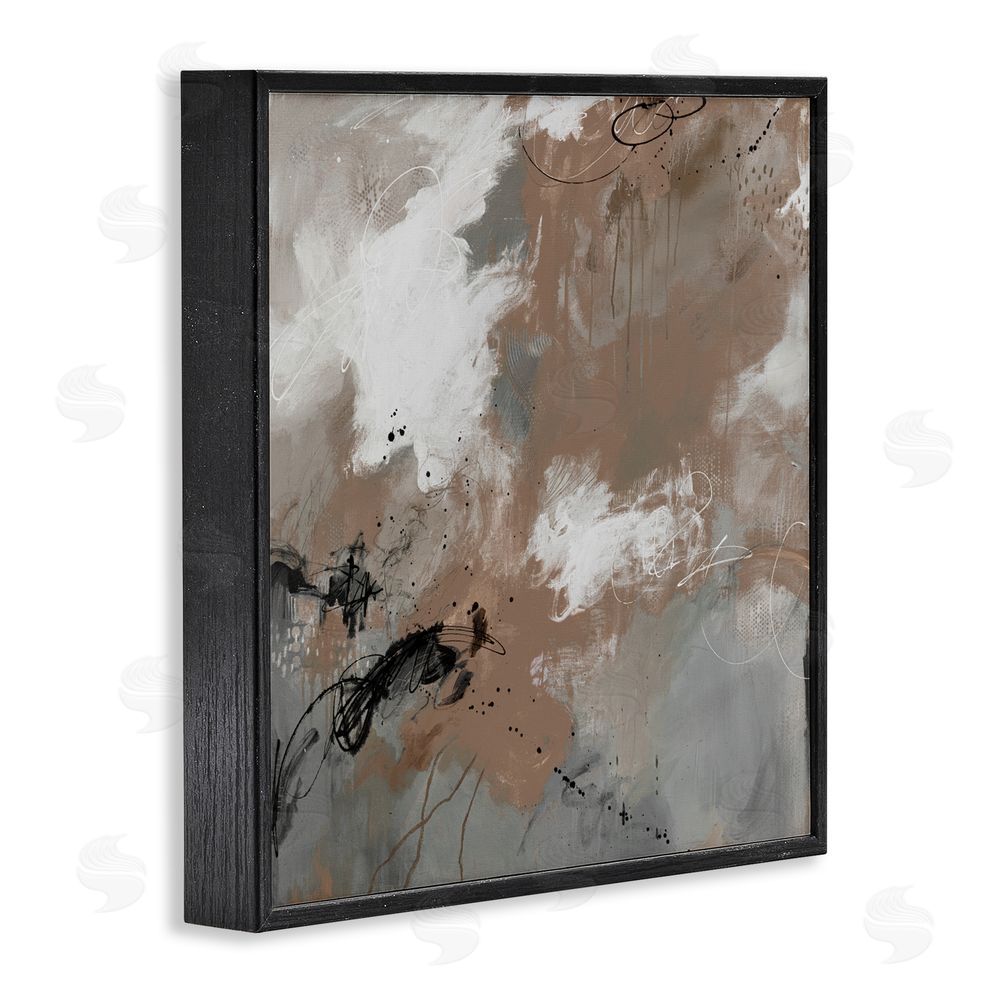 Ruth Fromstein Brown & Grey Brushwork Black Framed Giclee Wall Art Print