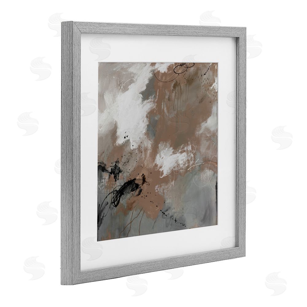 Ruth Fromstein Brown & Grey Brushwork Gray Framed Print Under Glass Wall Art