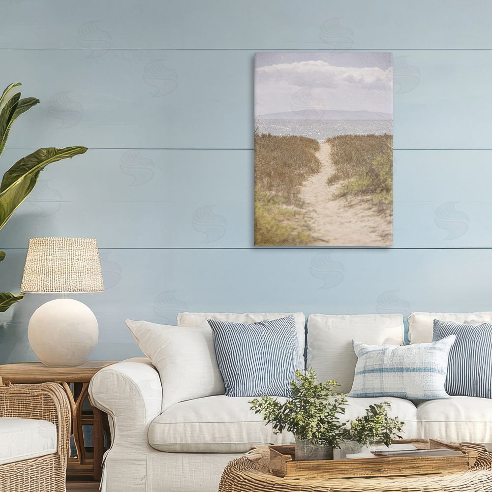 Aaron Matheson Path to Misty Ocean Stretched Canvas Wall Art Print in Room