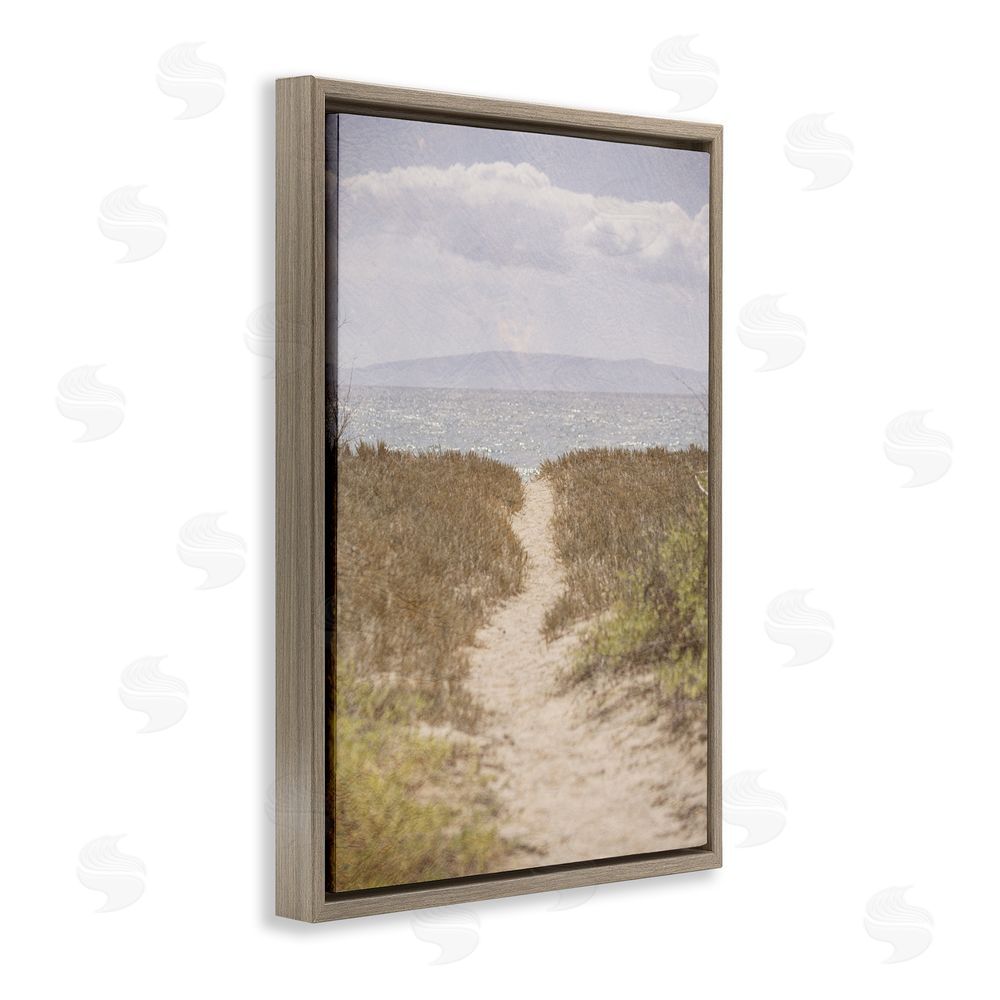 Aaron Matheson Path to Misty Ocean Brown Floating Frame Canvas Wall Art Print