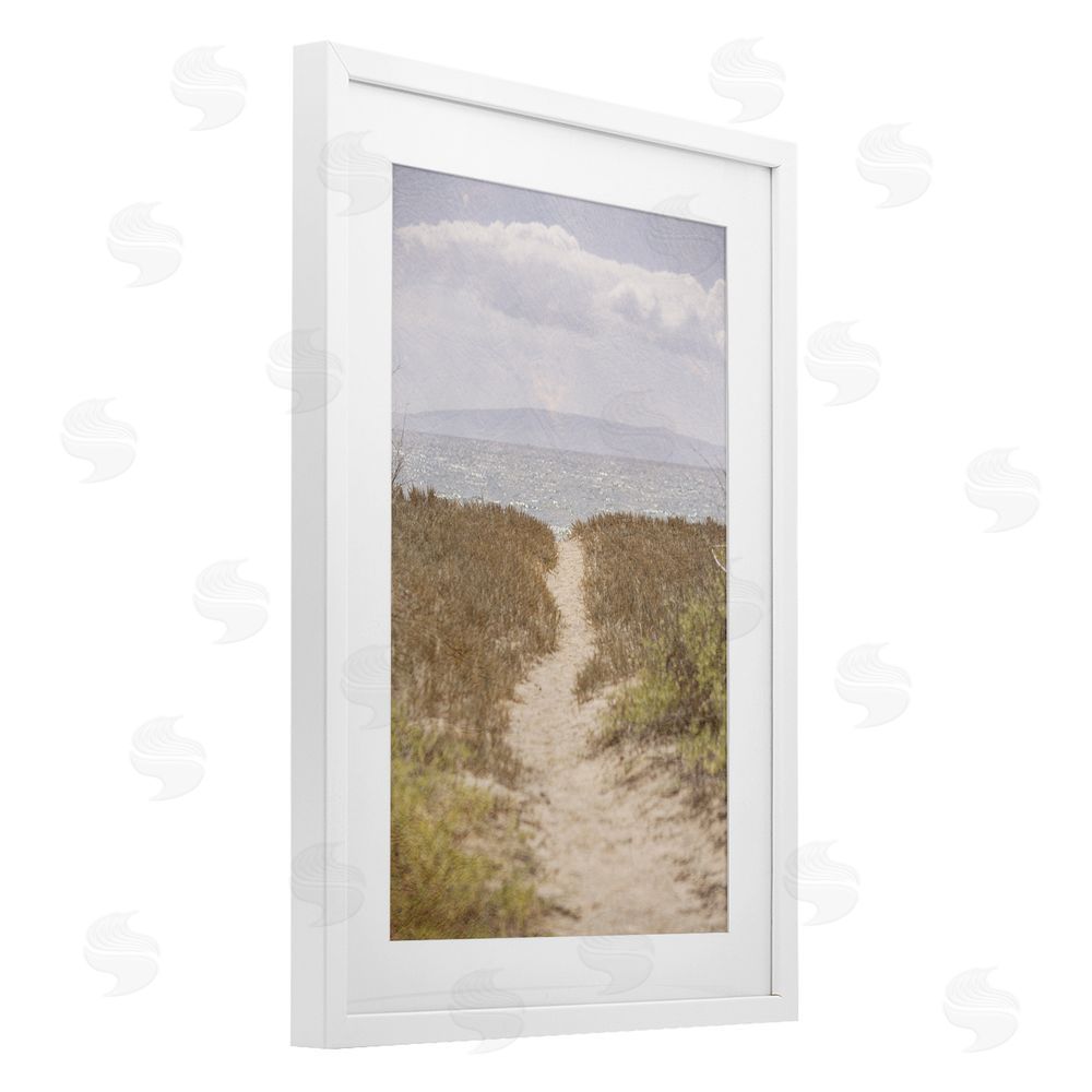 Aaron Matheson Path to Misty Ocean White Framed Print Under Glass Wall Art