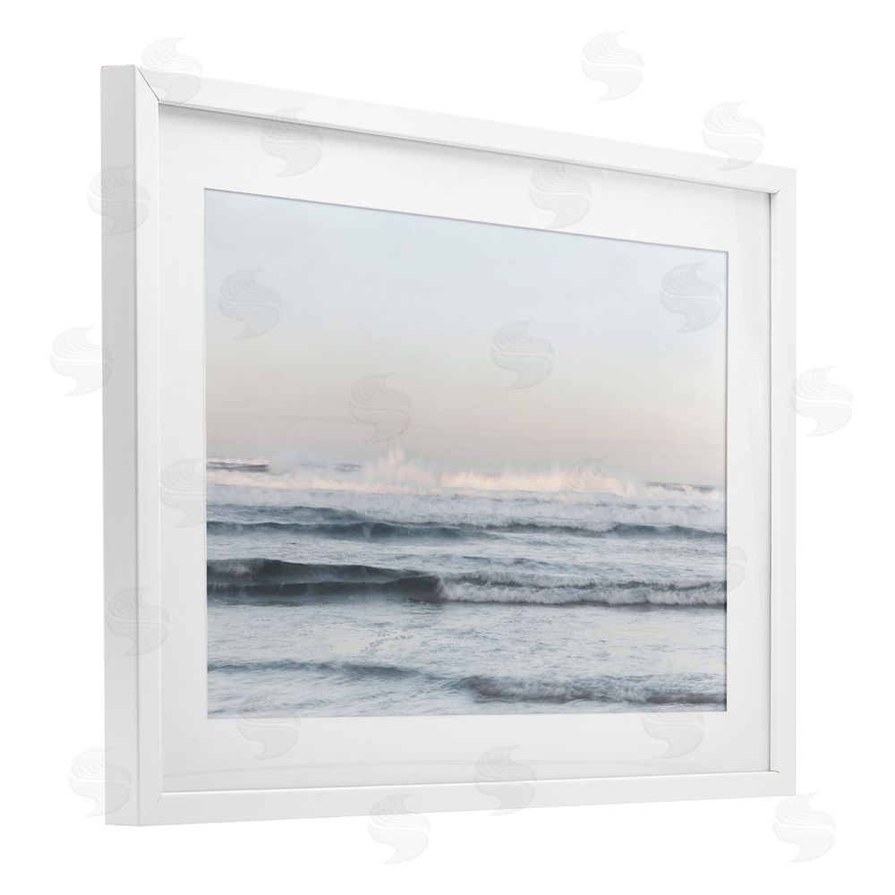 Melissa McClain Serene Ocean Waves Calmness White Framed Print Under Glass Wall Art