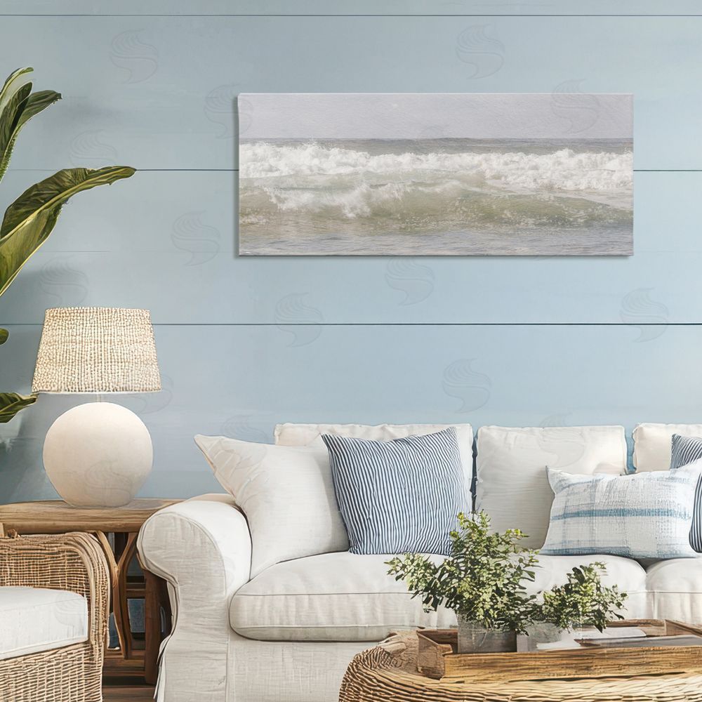 Melissa McClain Panoramic Breaking Waves Stretched Canvas Wall Art Print in Room