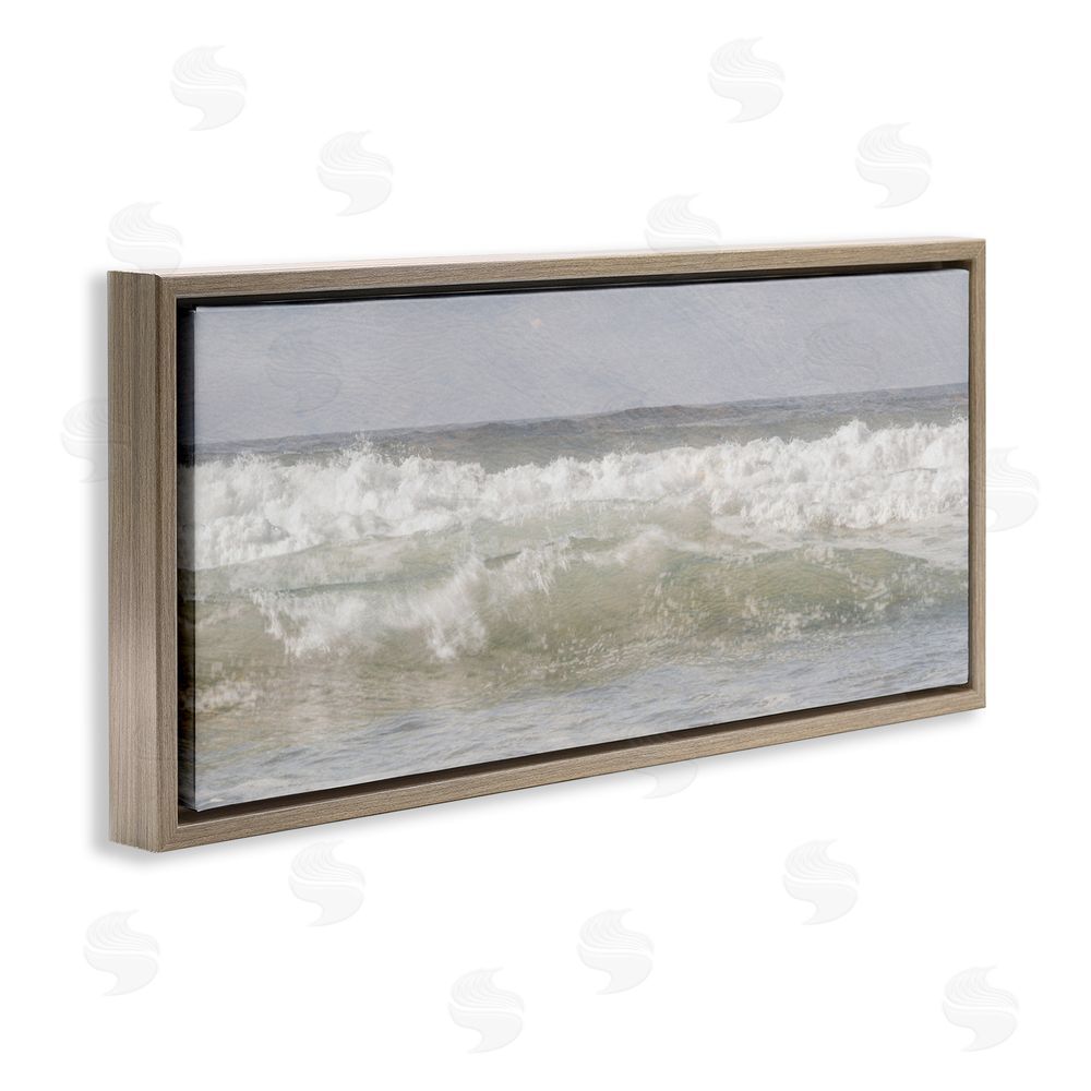 Melissa McClain Panoramic Breaking Waves Brown Floating Frame Canvas Wall Art Print