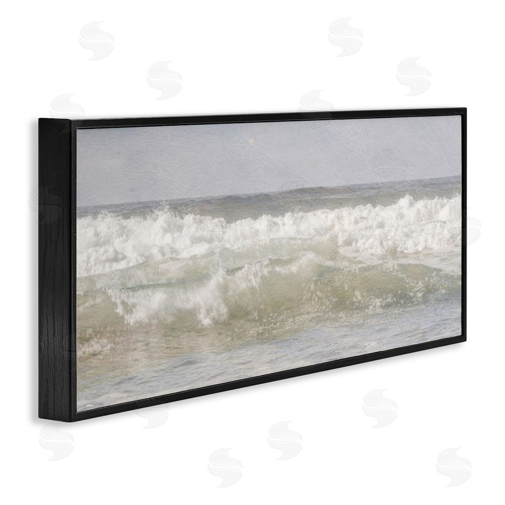 Melissa McClain Panoramic Breaking Waves Black Framed Giclee Wall Art Print