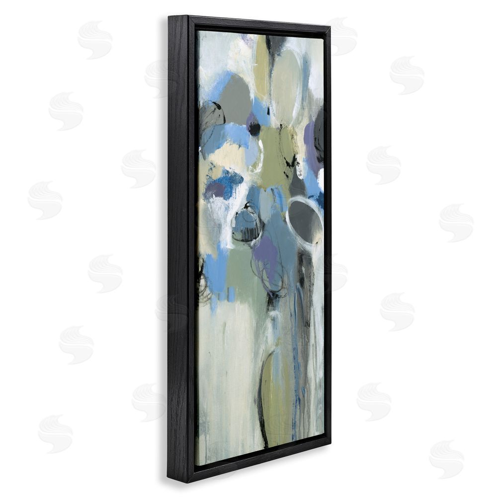 Lisa Ridgers Beige & Blue Abstraction Black Floating Frame Canvas Wall Art Print