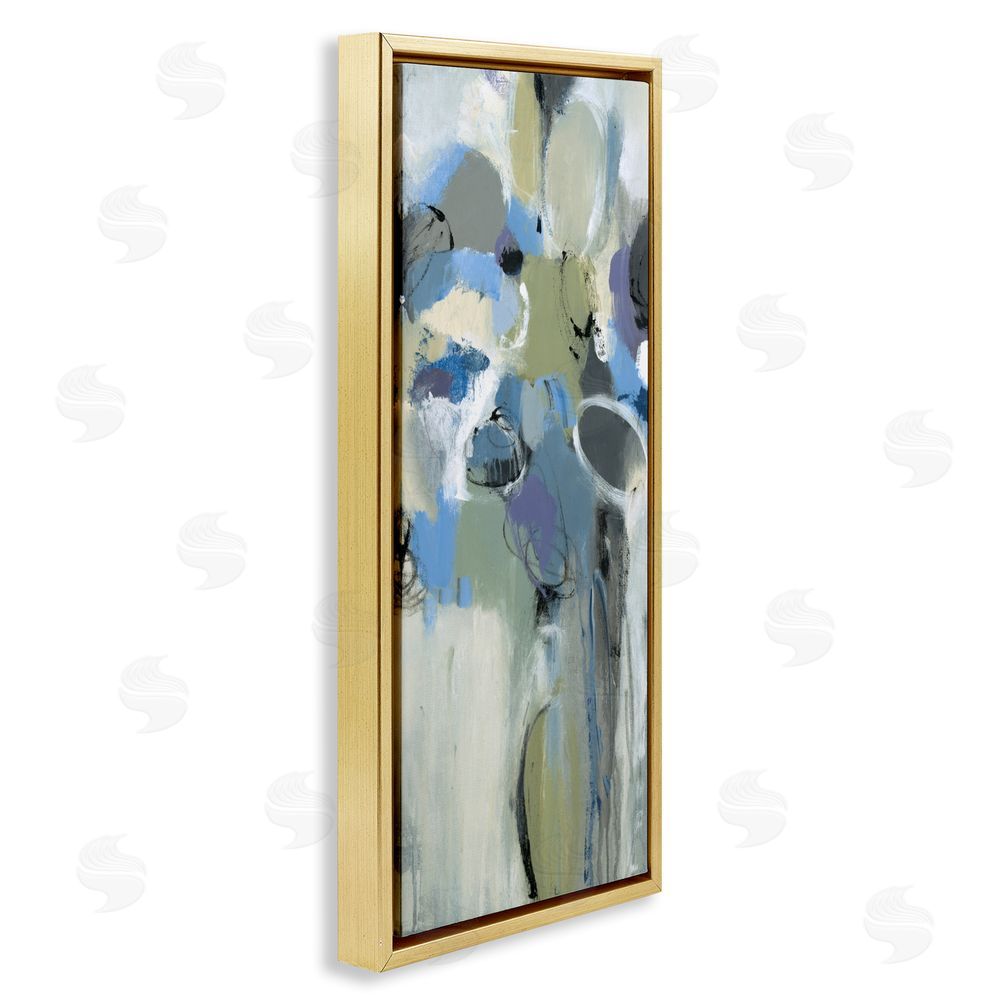 Lisa Ridgers Beige & Blue Abstraction Gold Floating Frame Canvas Wall Art Print