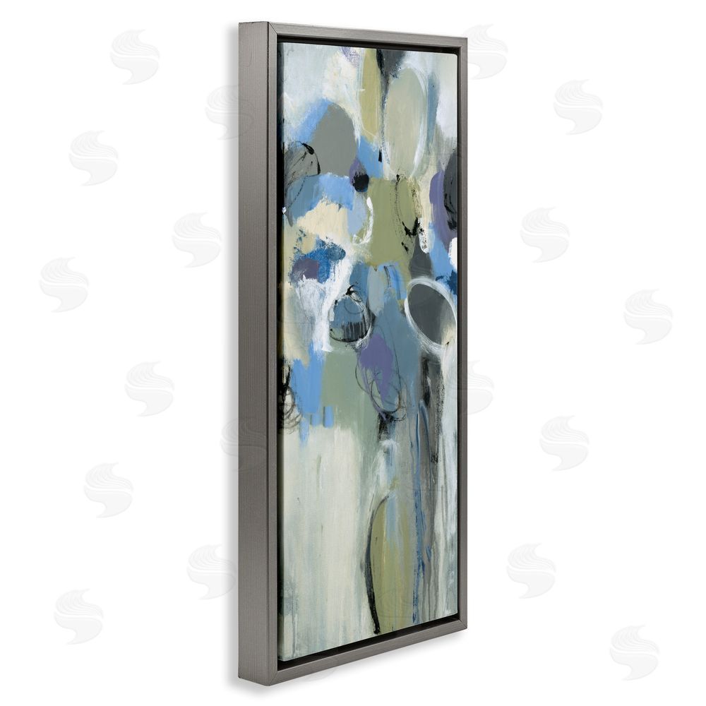Lisa Ridgers Beige & Blue Abstraction Gray Floating Frame Canvas Wall Art Print