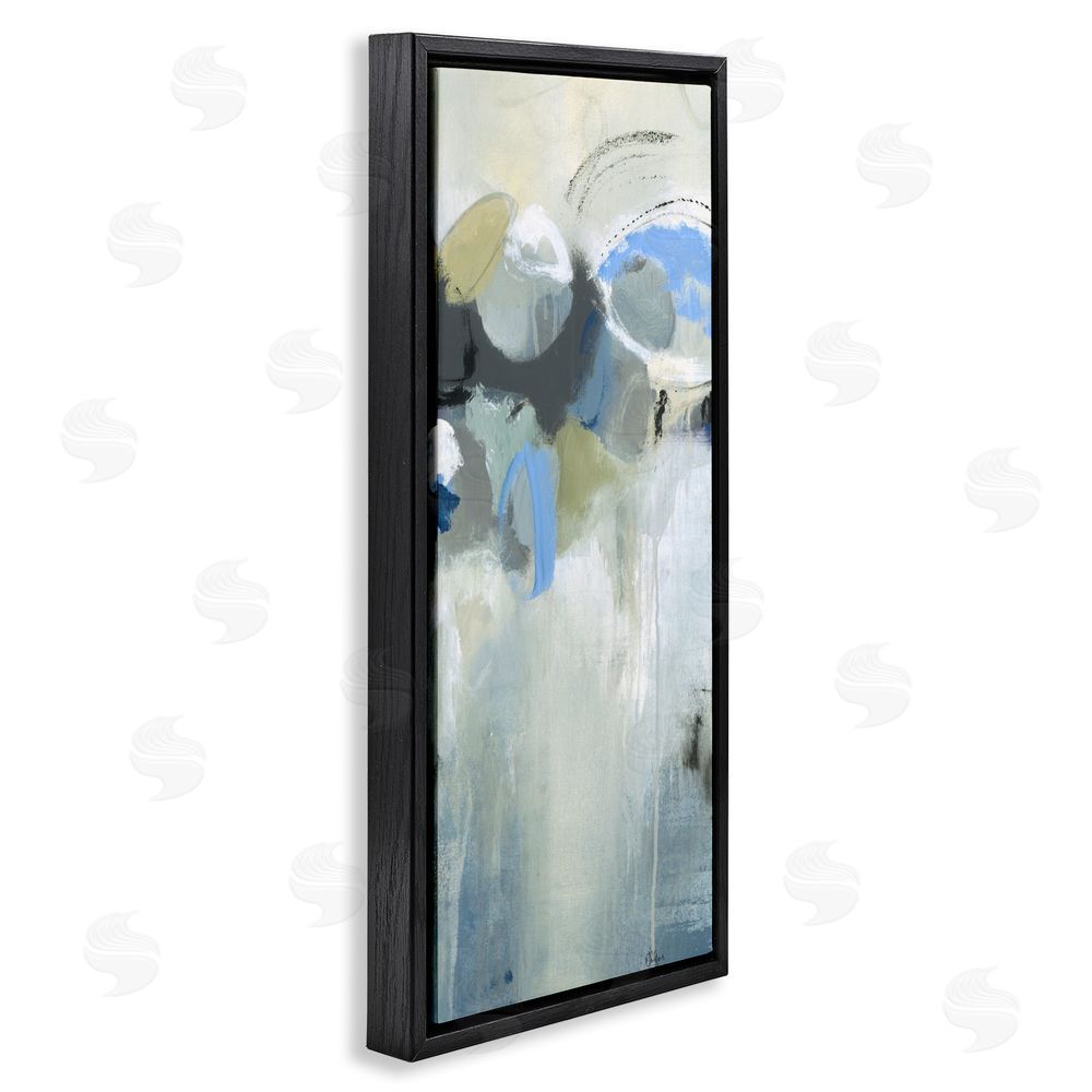 Lisa Ridgers Beige & Blue Dapples Black Floating Frame Canvas Wall Art Print