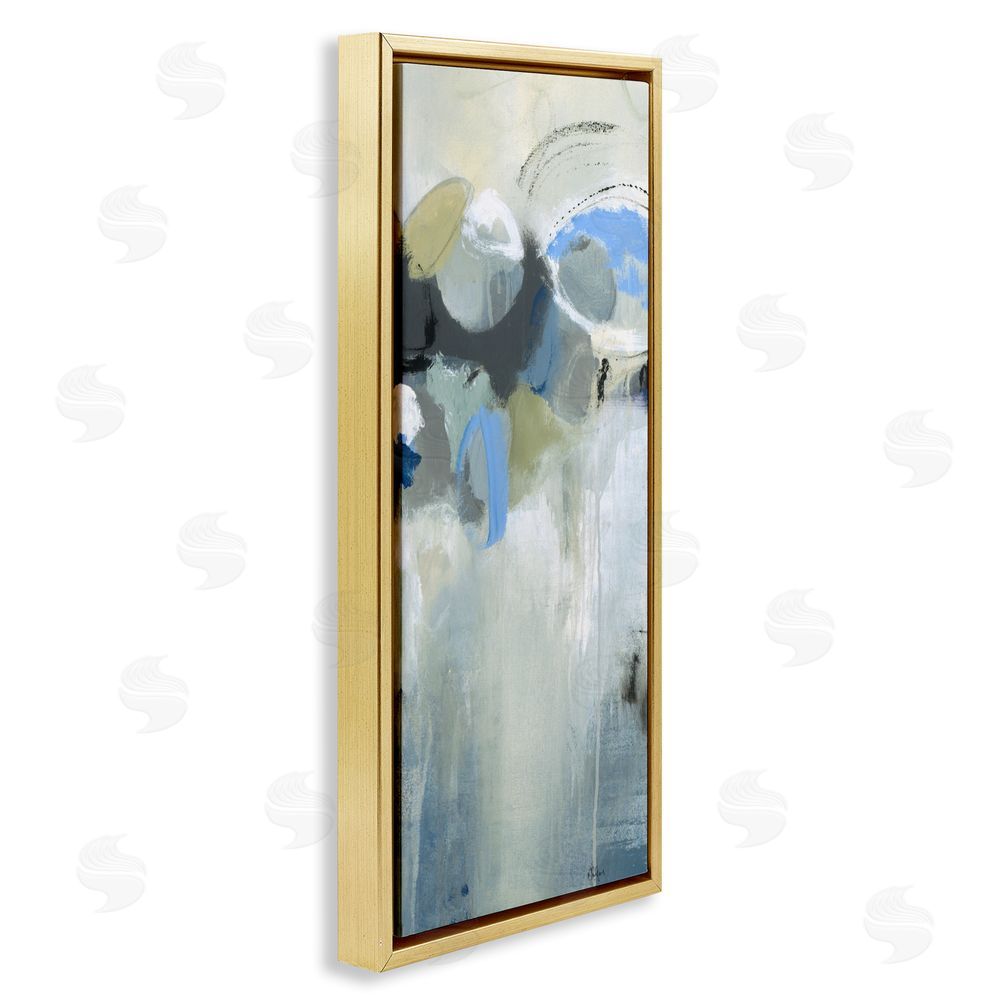 Lisa Ridgers Beige & Blue Dapples Gold Floating Frame Canvas Wall Art Print