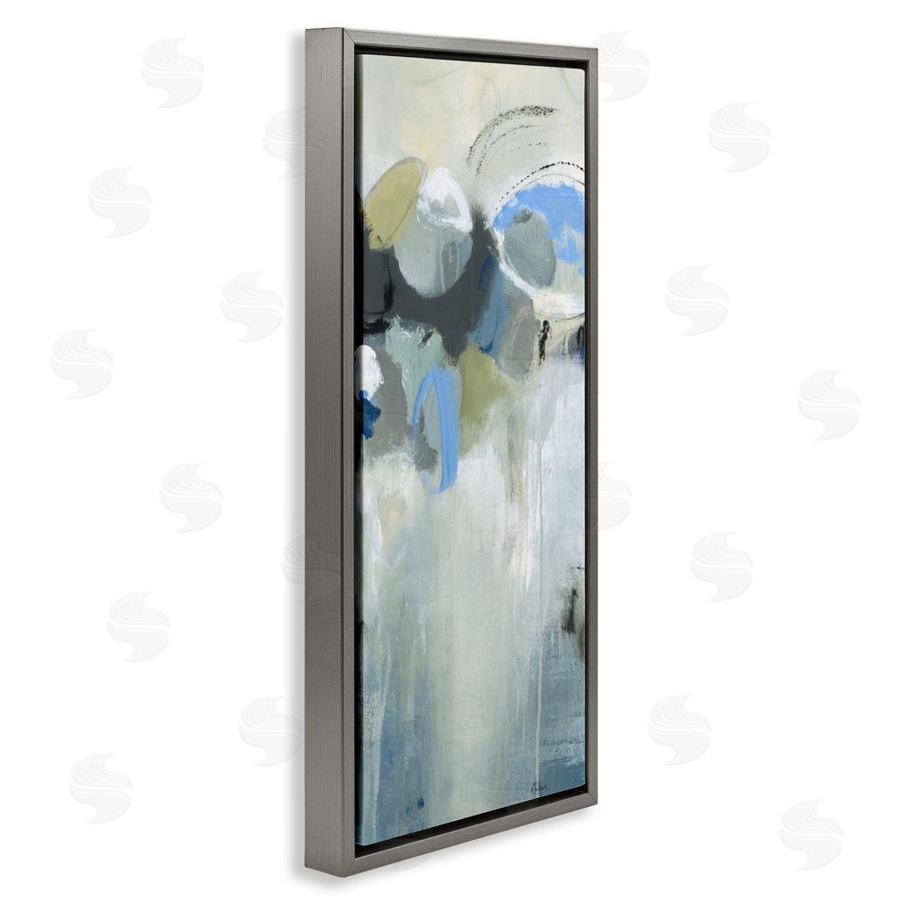 Lisa Ridgers Beige & Blue Dapples Gray Floating Frame Canvas Wall Art Print