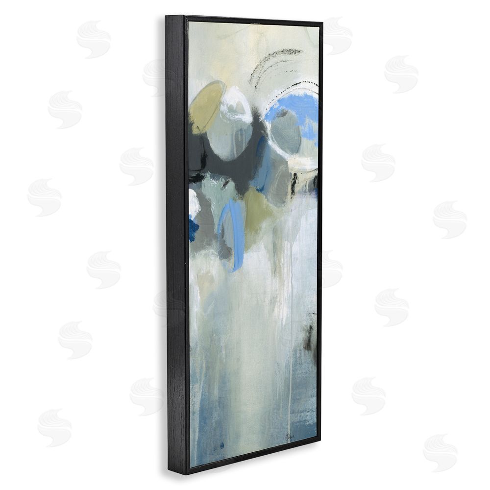 Lisa Ridgers Beige & Blue Dapples Black Framed Giclee Wall Art Print