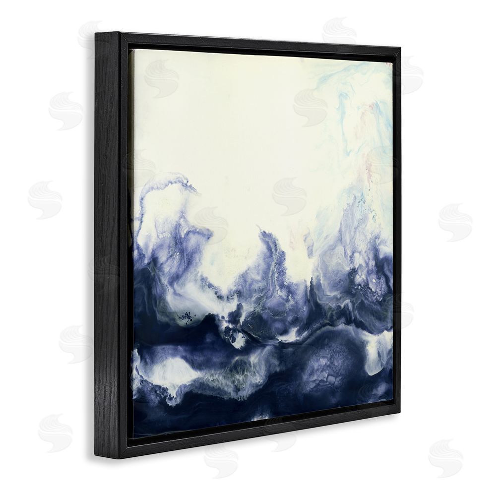 Laura Van Horne Oceanic Fluid Swirl Black Floating Frame Canvas Wall Art Print