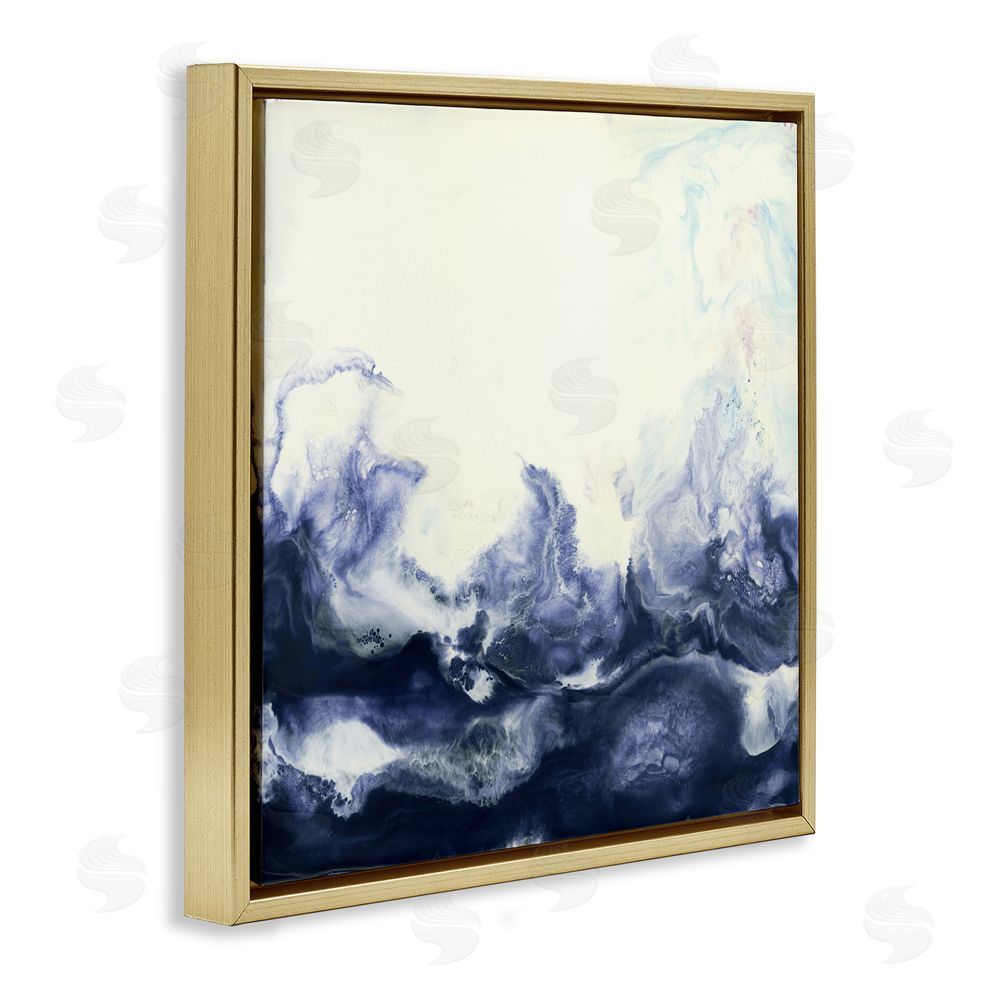 Laura Van Horne Oceanic Fluid Swirl Gold Floating Frame Canvas Wall Art Print