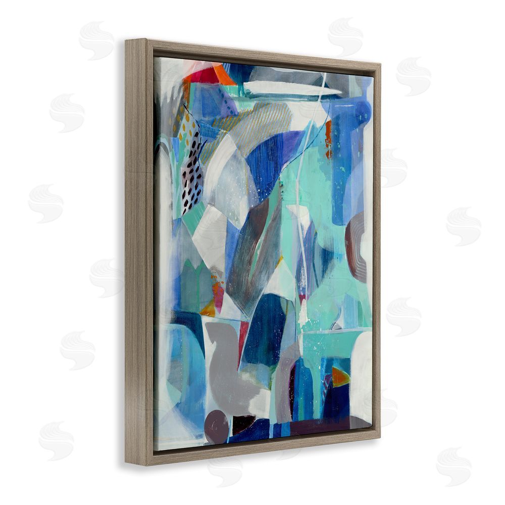 Jill Martin Complex Blue Layers Brown Floating Frame Canvas Wall Art Print