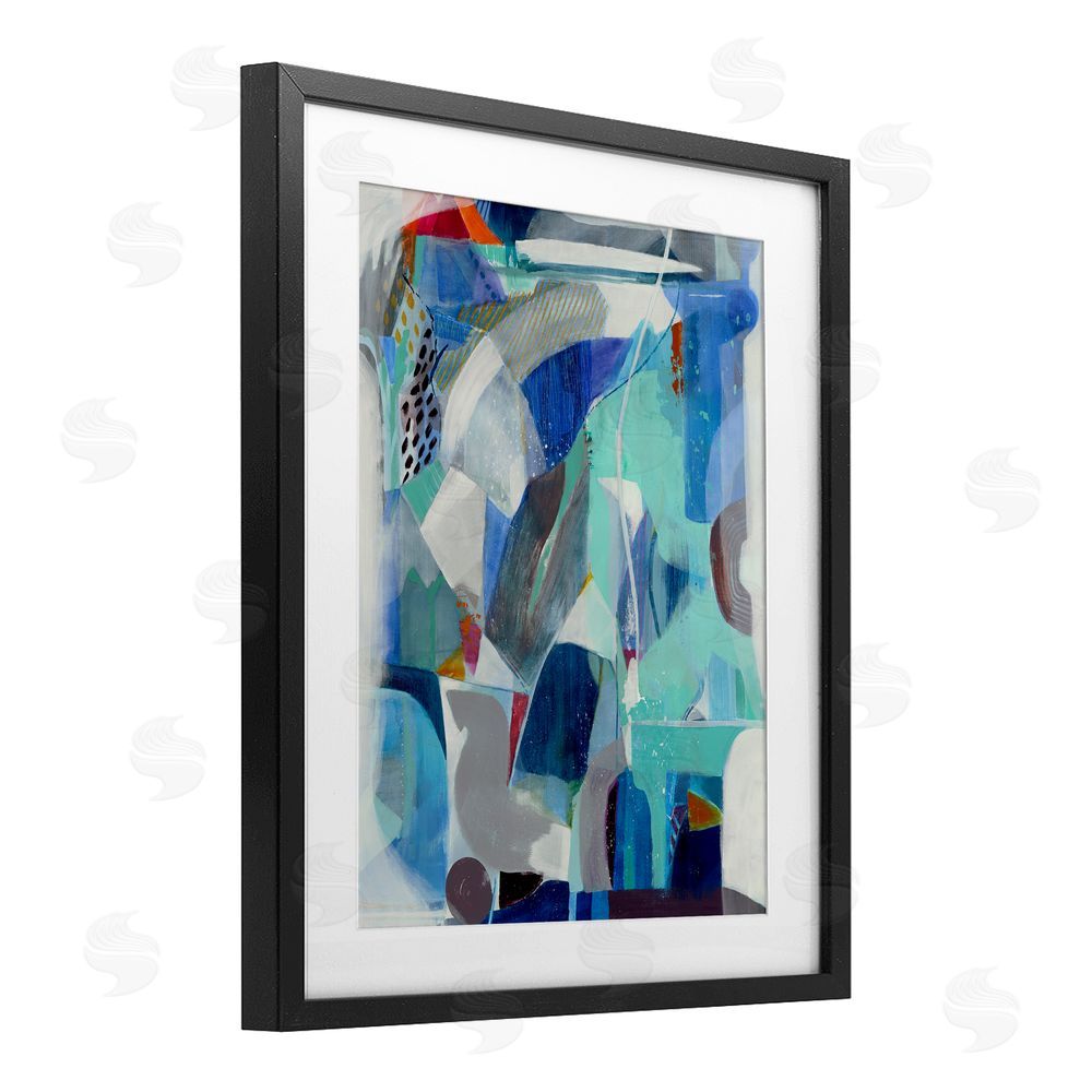 Jill Martin Complex Blue Layers Black Framed Print Under Glass Wall Art