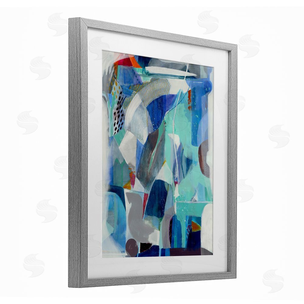 Jill Martin Complex Blue Layers Gray Framed Print Under Glass Wall Art