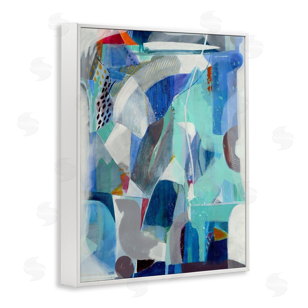 Jill Martin Complex Blue Layers White Framed Giclee Wall Art Print