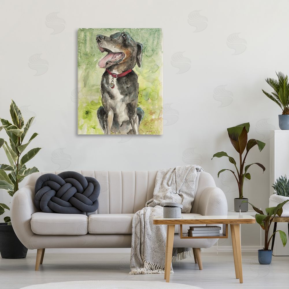 Patti Mann A Dog's Happiness Stretched Canvas Wall Art in Room