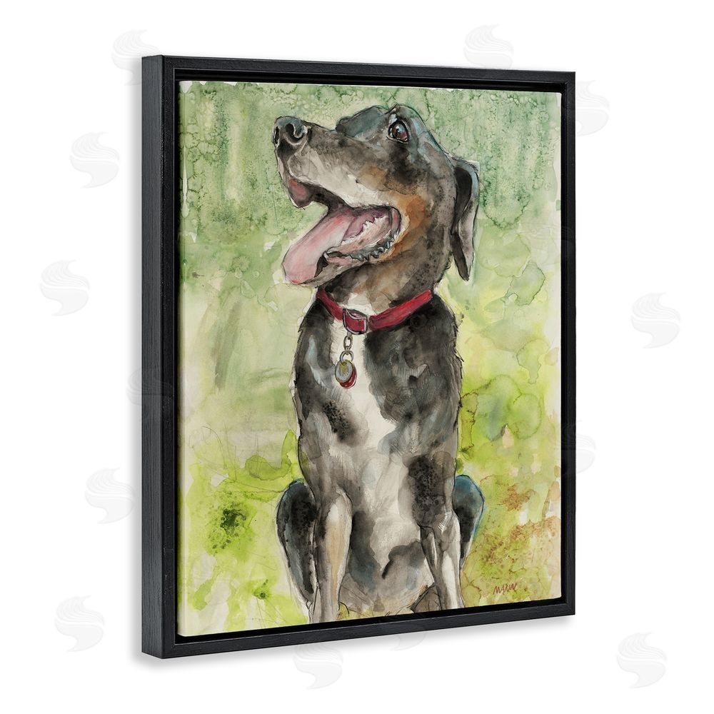 Patti Mann A Dog's Happiness Black Floating Frame Canvas Wall Art Print