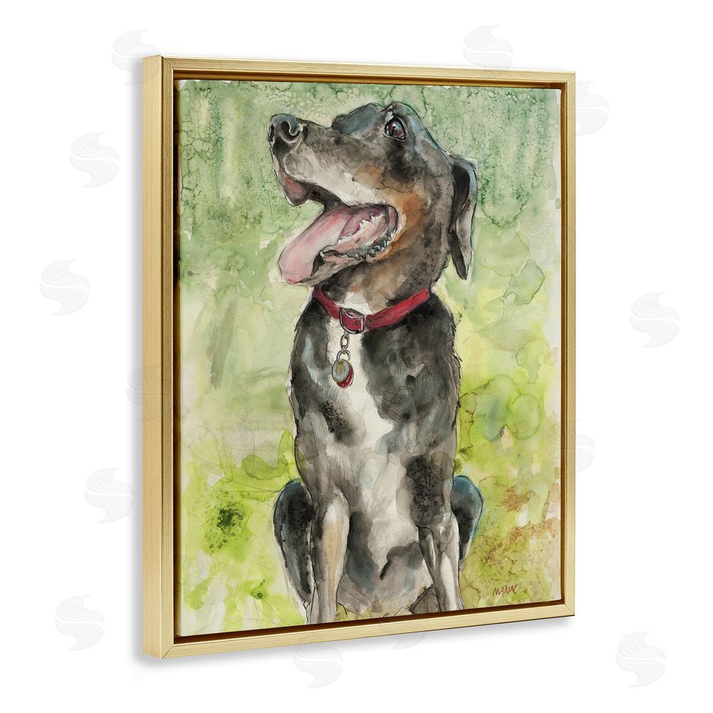 Patti Mann A Dog's Happiness Gold Floating Frame Canvas Wall Art Print