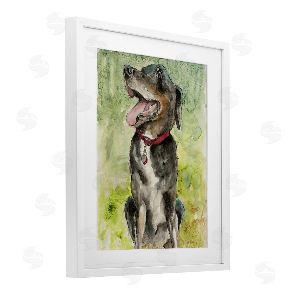 Patti Mann A Dog's Happiness White Framed Print Under Glass Wall Art