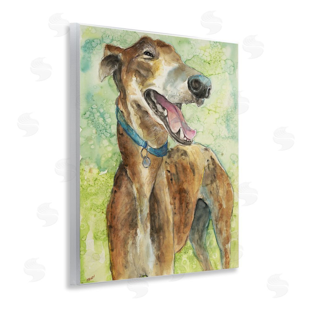 Patti Mann Greyhound Smile Watercolor Wooden Wall Plaque Art Print