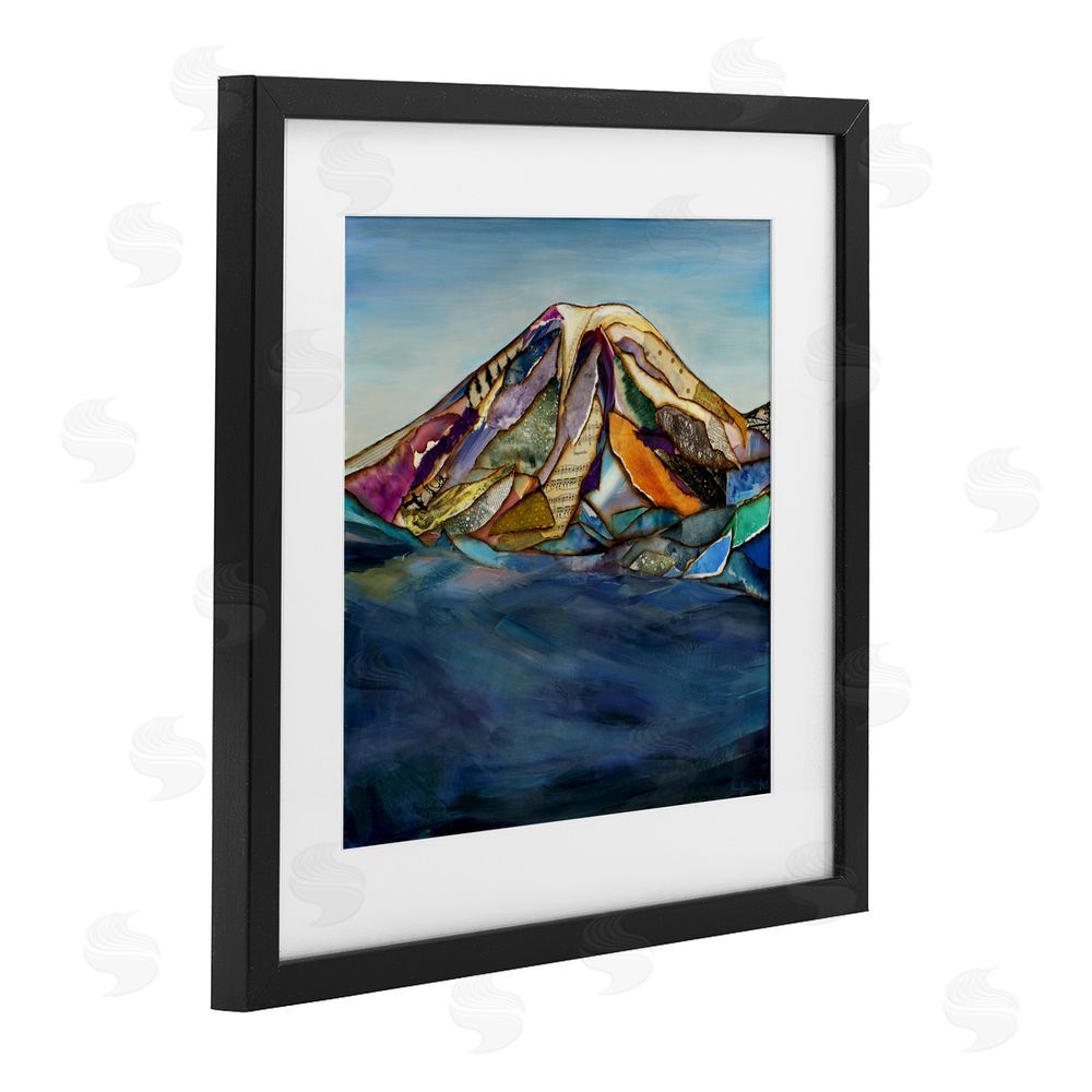 Van Horne-Borcherding Collaged Layers Mountain Black Framed Print Under Glass Wall Art