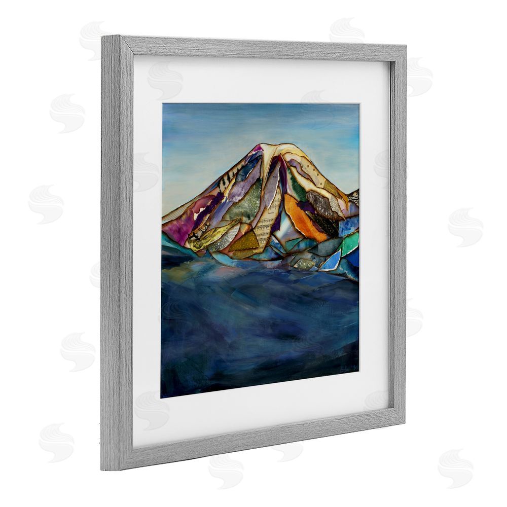 Van Horne-Borcherding Collaged Layers Mountain Gray Framed Print Under Glass Wall Art