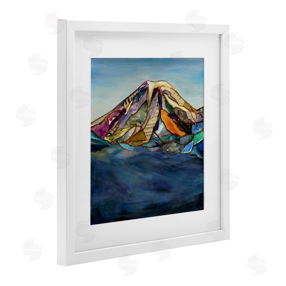 Van Horne-Borcherding Collaged Layers Mountain White Framed Print Under Glass Wall Art