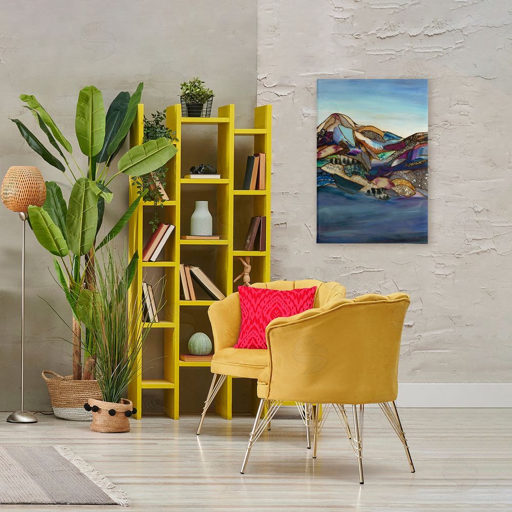 Van Horne-Borcherding Patchwork Collaged Mountains Stretched Canvas Wall Art Print in Room