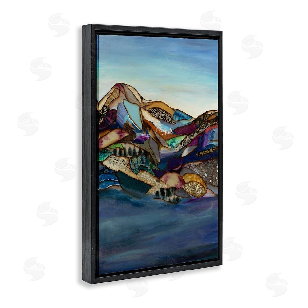 Van Horne-Borcherding Patchwork Collaged Mountains Black Floating Frame Canvas Wall Art Print