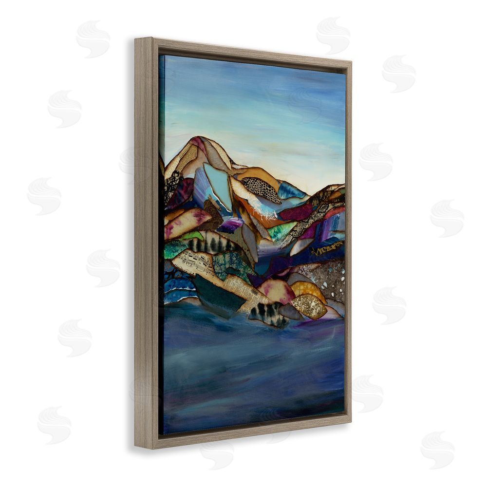 Van Horne-Borcherding Patchwork Collaged Mountains Brown Floating Frame Canvas Wall Art Print
