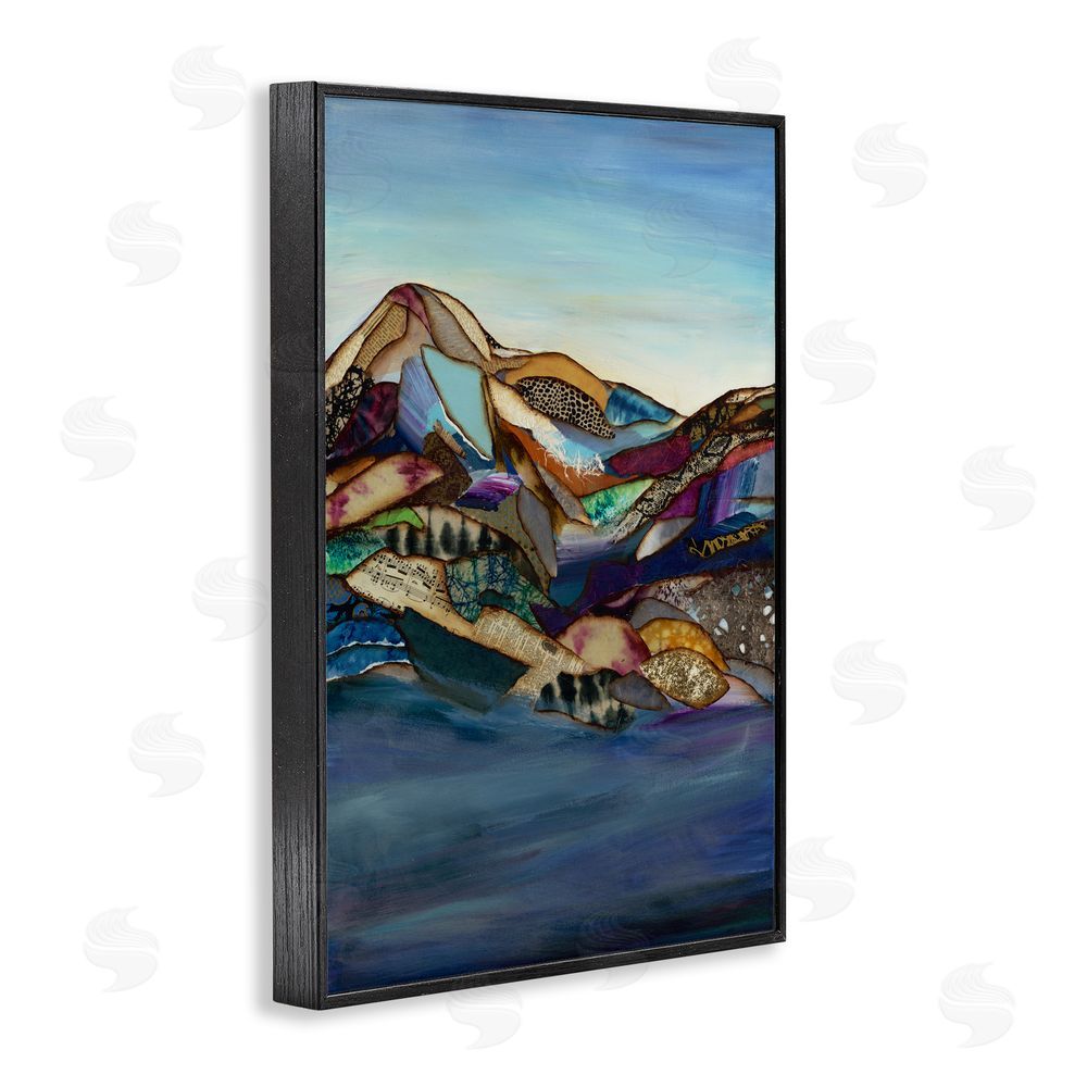Van Horne-Borcherding Patchwork Collaged Mountains Black Framed Giclee Wall Art Print