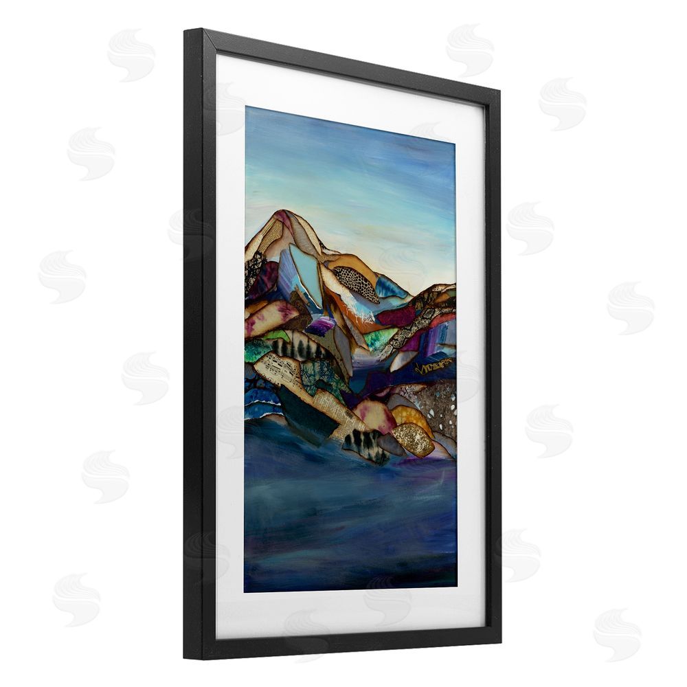 Van Horne-Borcherding Patchwork Collaged Mountains Black Framed Print Under Glass Wall Art