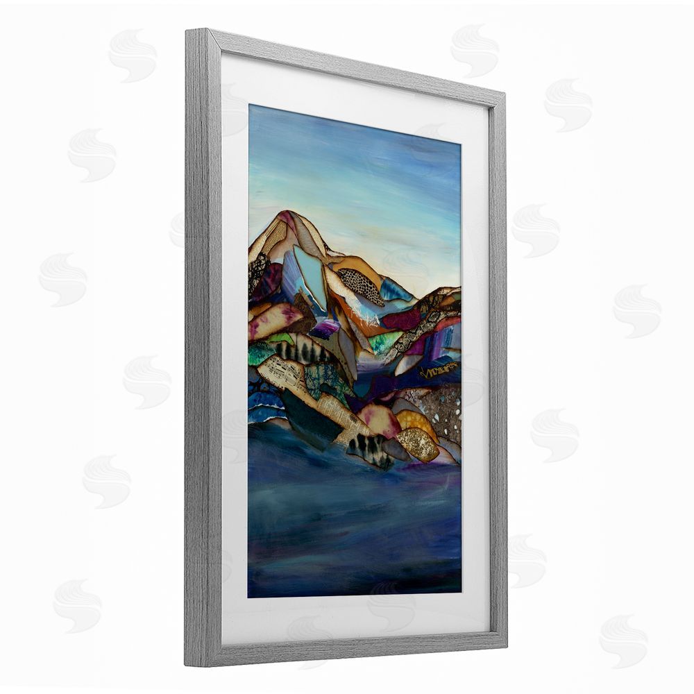 Van Horne-Borcherding Patchwork Collaged Mountains Gray Framed Print Under Glass Wall Art