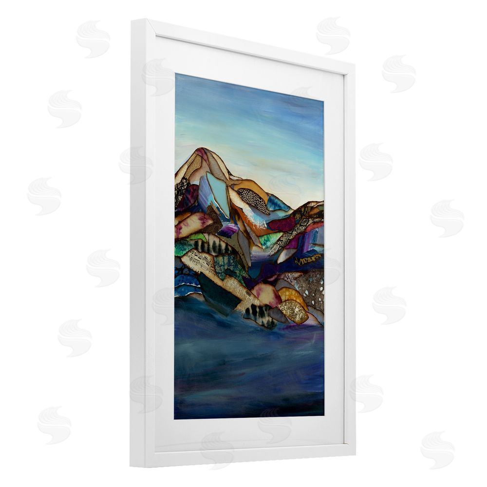 Van Horne-Borcherding Patchwork Collaged Mountains White Framed Print Under Glass Wall Art