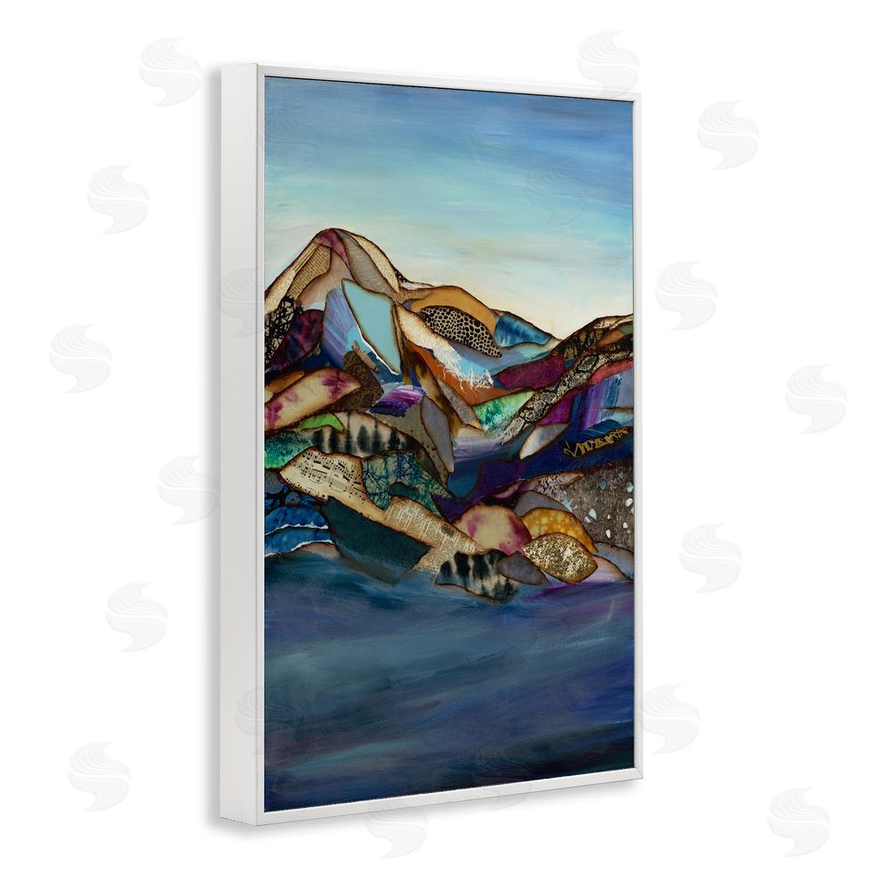 Van Horne-Borcherding Patchwork Collaged Mountains White Framed Giclee Wall Art Print