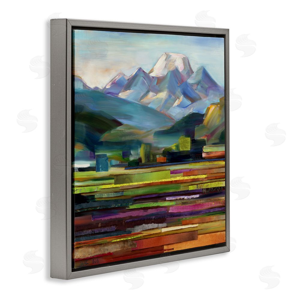 Borcherding Nature's Layers Mountain Scene Gray Floating Frame Canvas Wall Art Print
