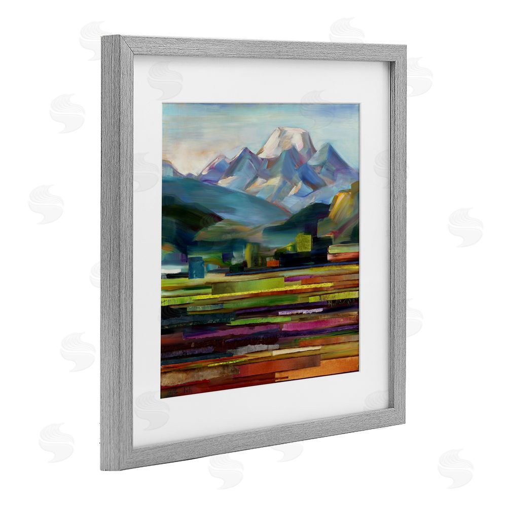 Borcherding Nature's Layers Mountain Scene Gray Framed Print Under Glass Wall Art