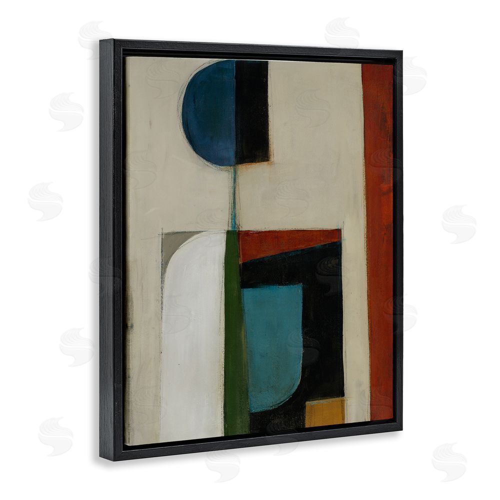 Kippi Leonard Balanced Abstract Structure Black Floating Frame Canvas Wall Art Print
