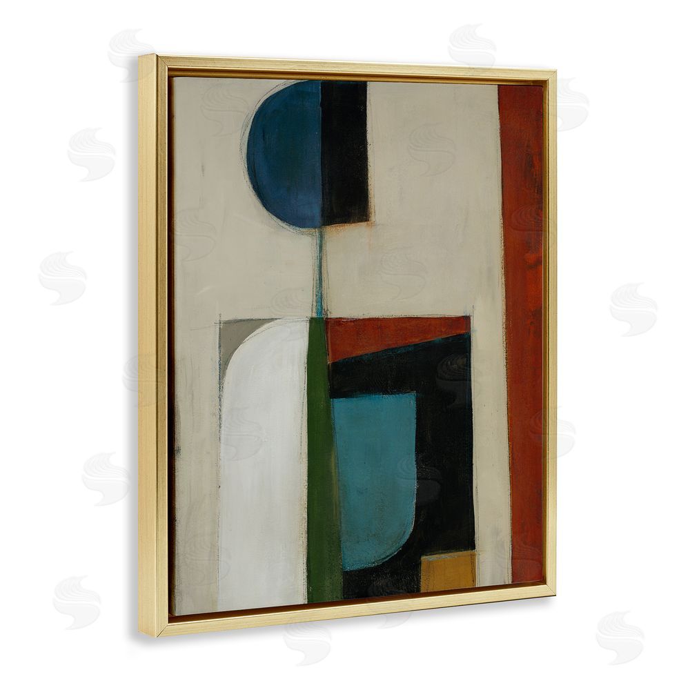 Kippi Leonard Balanced Abstract Structure Gold Floating Frame Canvas Wall Art Print