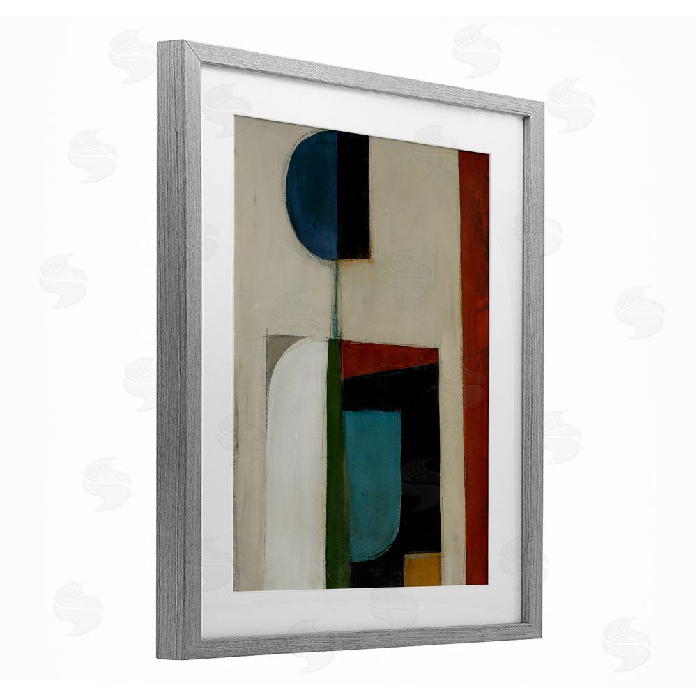 Kippi Leonard Balanced Abstract Structure Gray Framed Print Under Glass Wall Art