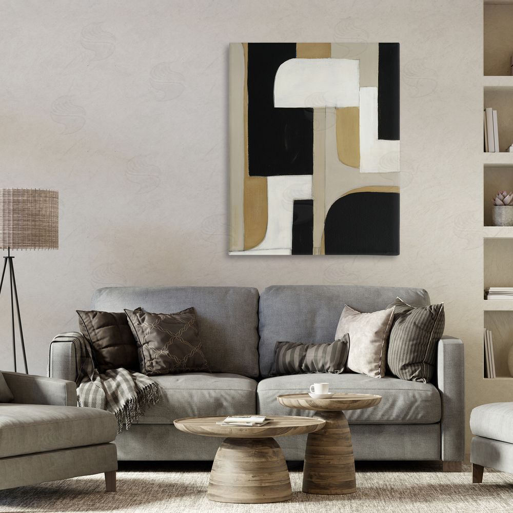 Kippi Leonard Minimalist Geometrics in Neutrals Stretched Canvas Wall Art in Room