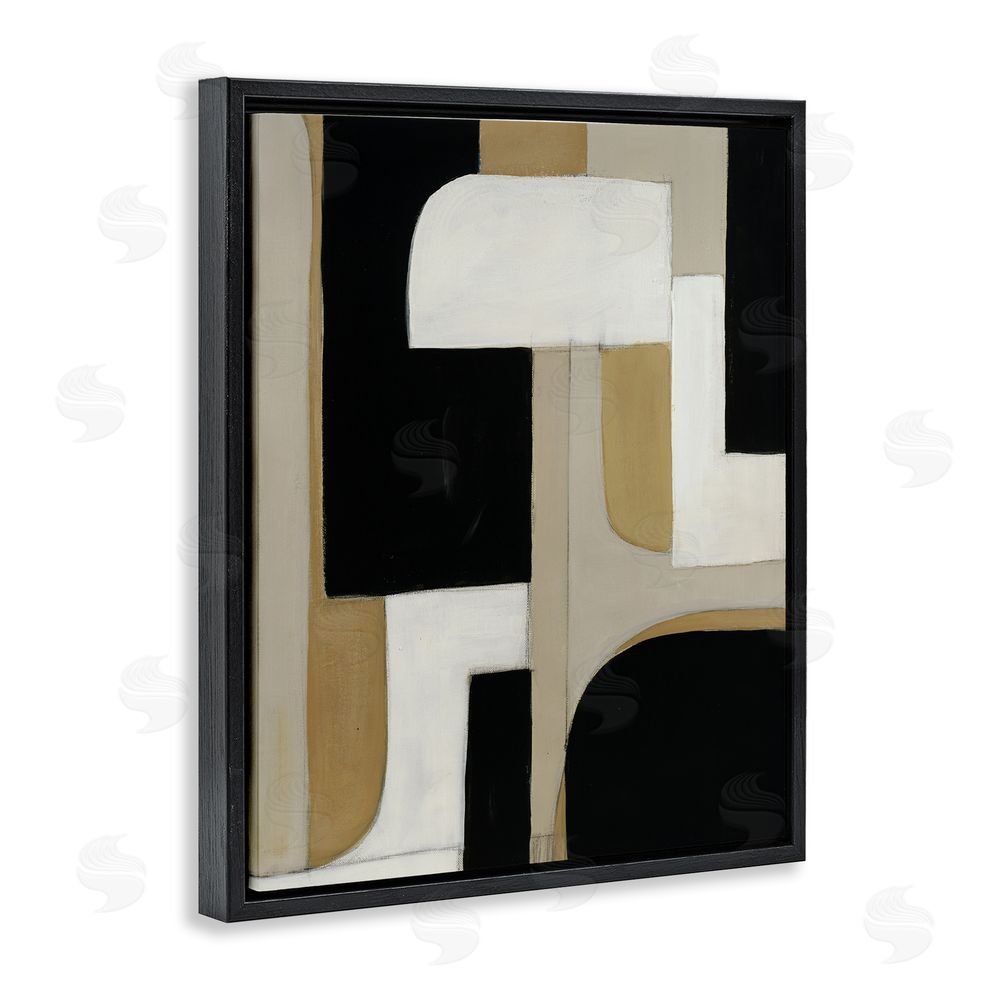 Kippi Leonard Minimalist Geometrics in Neutrals Black Floating Frame Canvas Wall Art