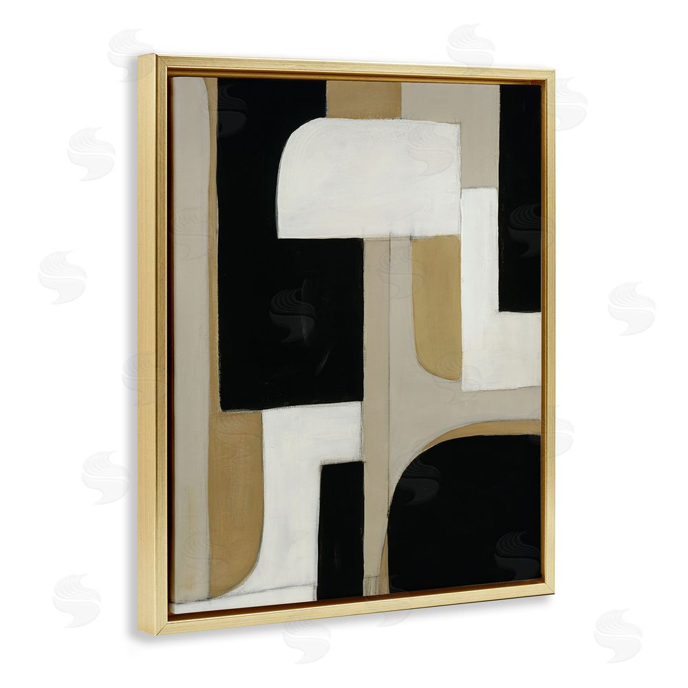 Kippi Leonard Minimalist Geometrics in Neutrals Gold Floating Frame Canvas Wall Art