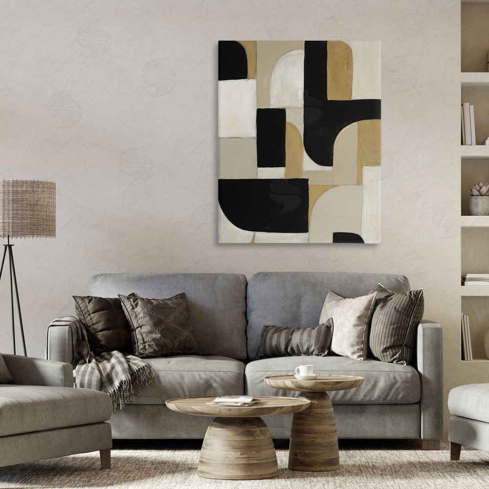 Kippi Leonard Black & Neutral Shapes Stretched Canvas Wall Art in Room