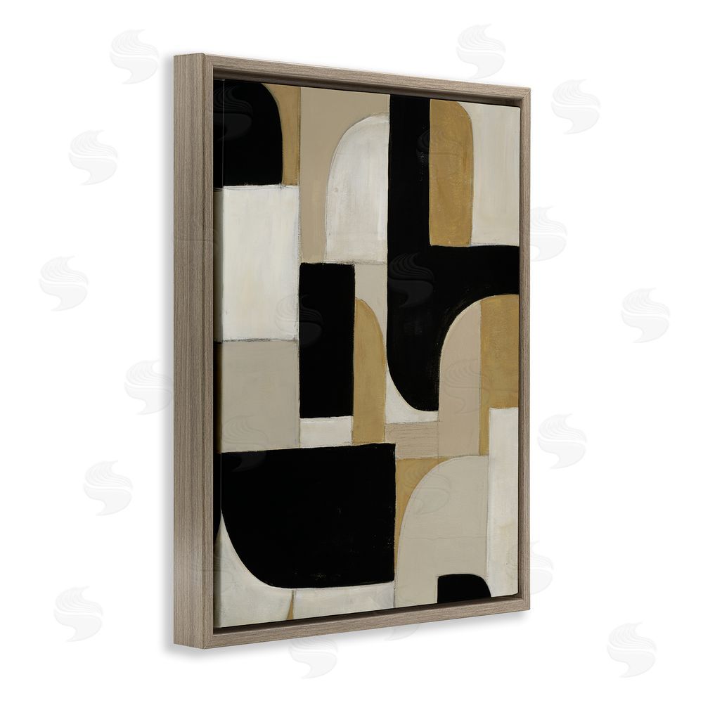 Kippi Leonard Black & Neutral Shapes Brown Floating Frame Canvas Wall Art Print